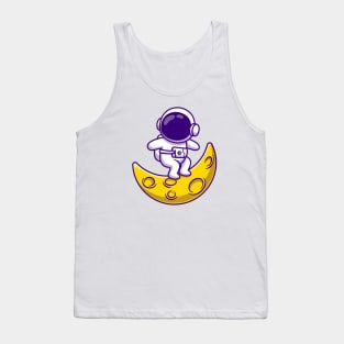 Cute Astronaut Surfing On Moon Tank Top